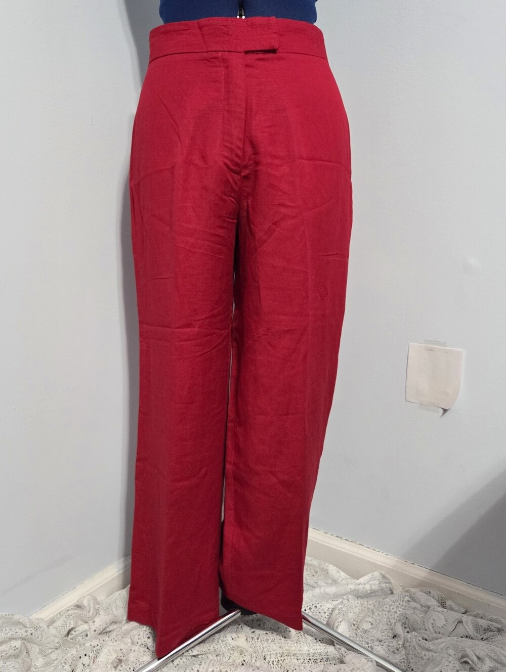 Red Linen Blend Wide Leg Slacks Size 6